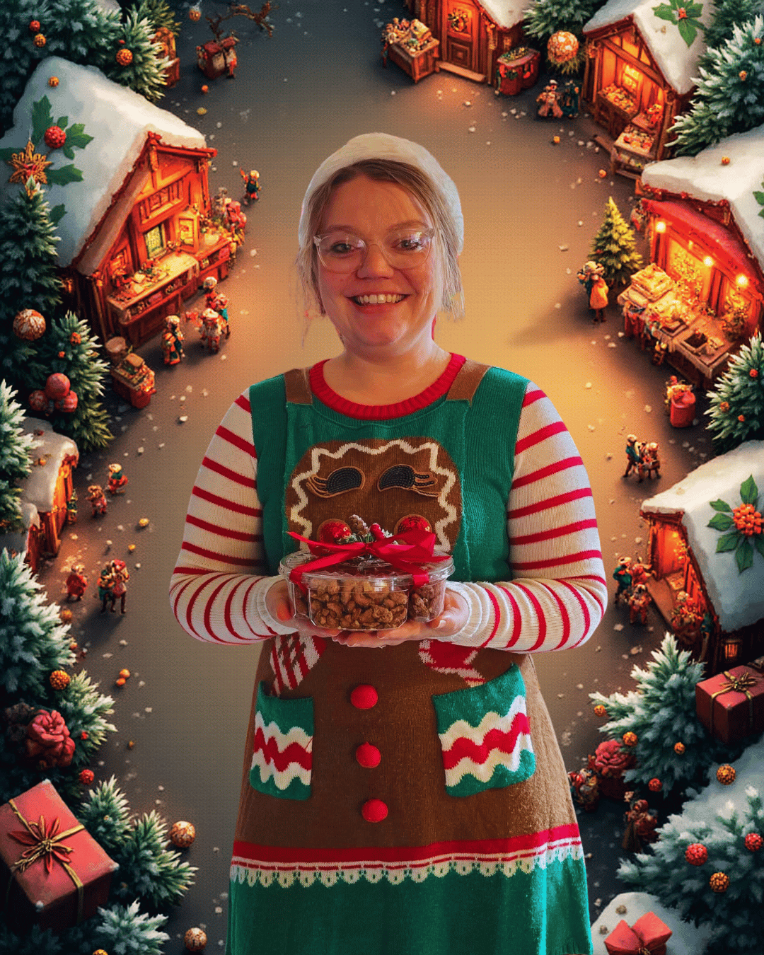 Christmas Market 14oz 4 Section Gift Tray