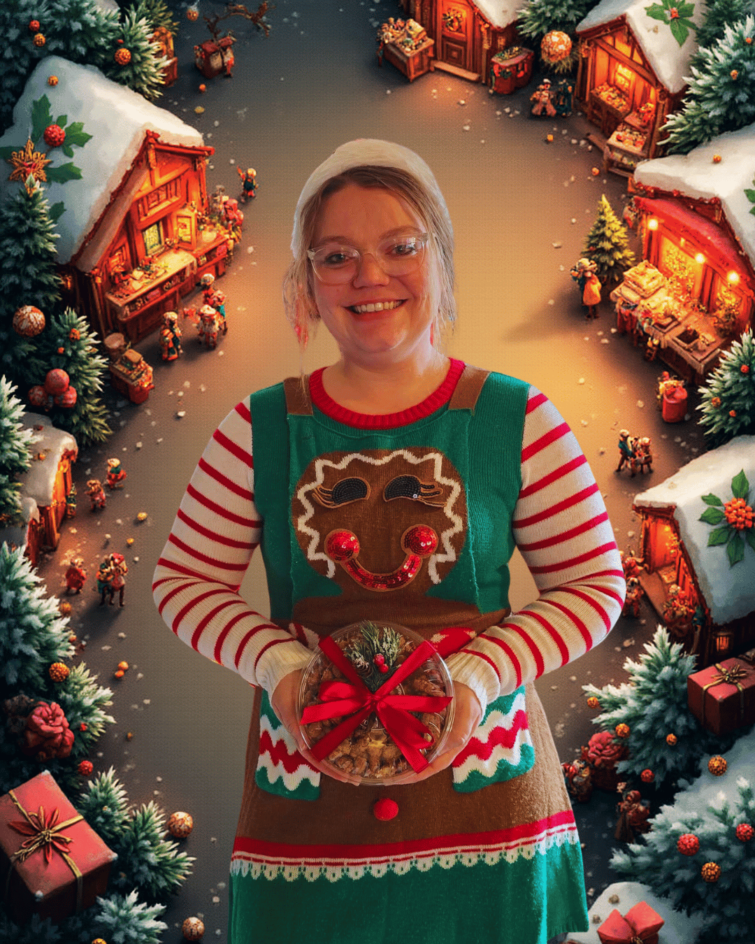 Christmas Market 14oz 4 Section Gift Tray