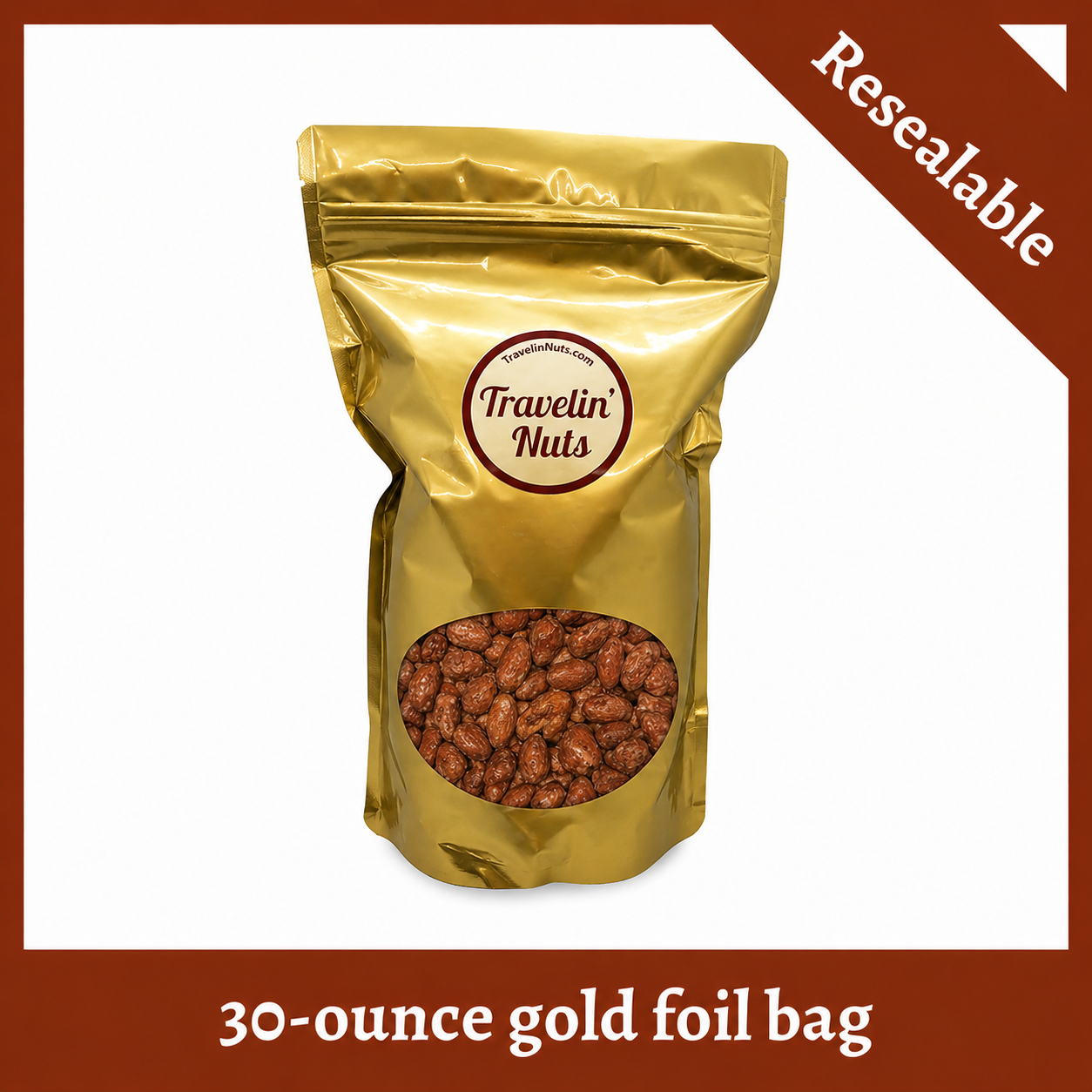 Bavarian Roasted Almonds - 30oz resealable gold foil bag