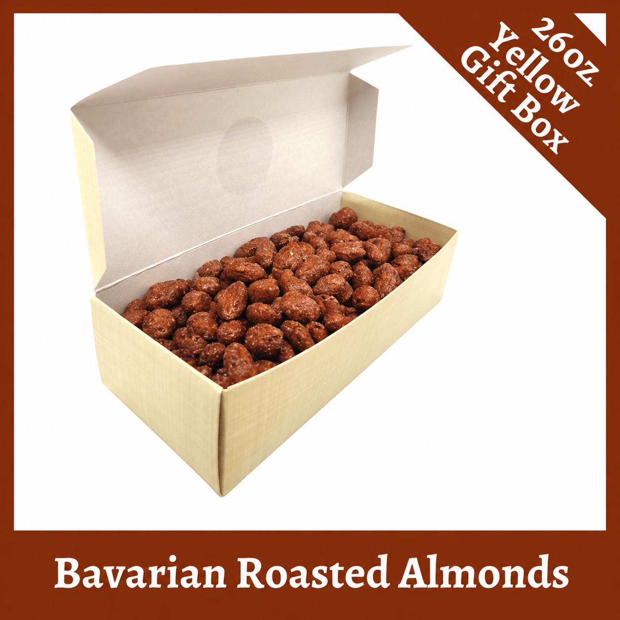 Bavarian Roasted Almonds- 26 oz Yellow Linen Box