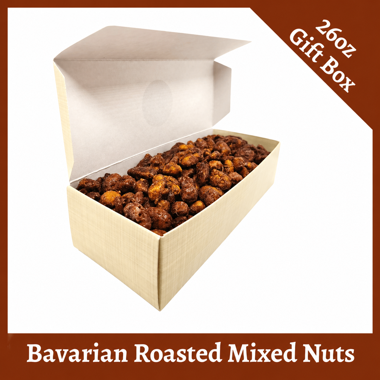 Bavarian Roasted Mixed Nuts- 26 oz Yellow Linen Box
