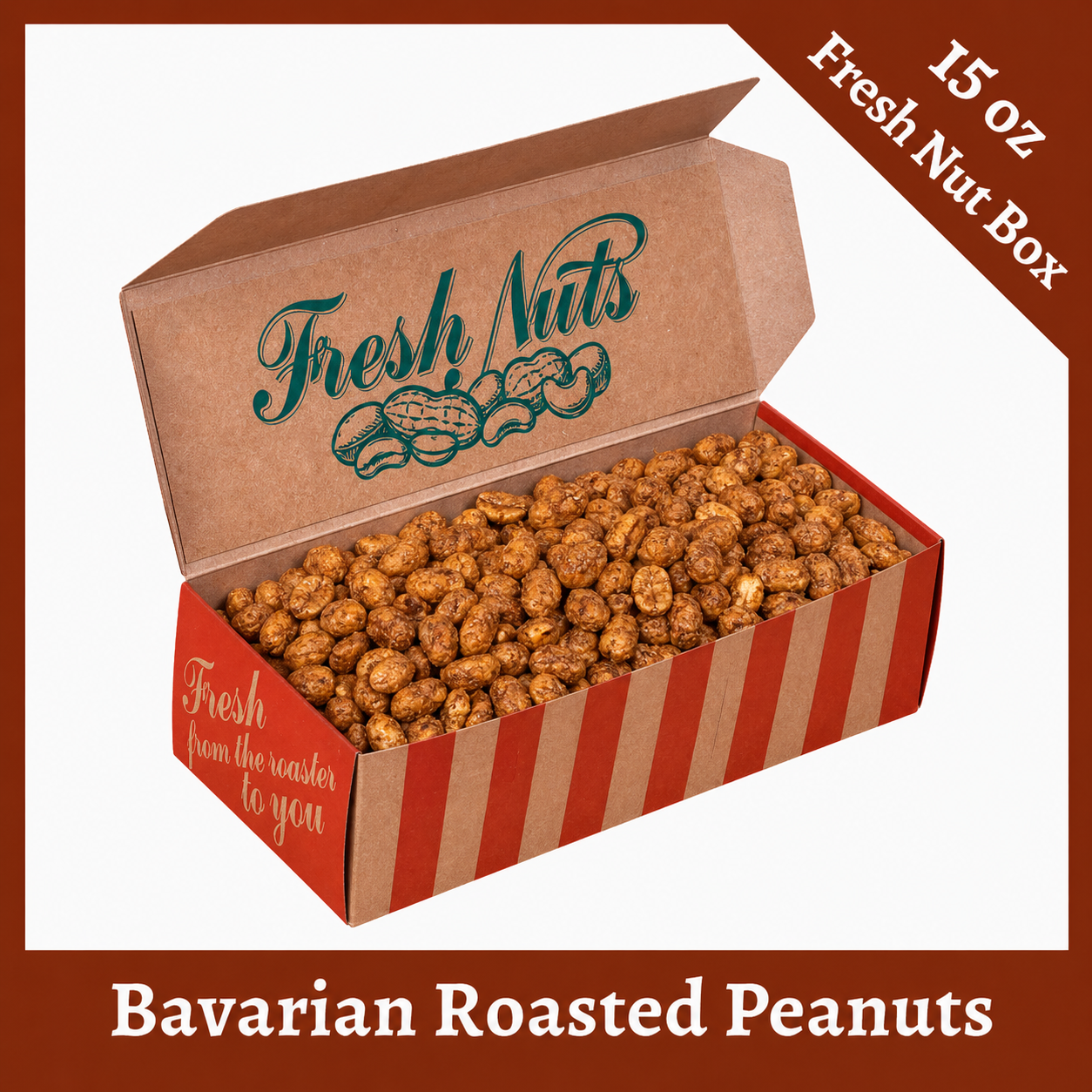 Bavarian Roasted Peanuts- 15oz Fresh Nut Box