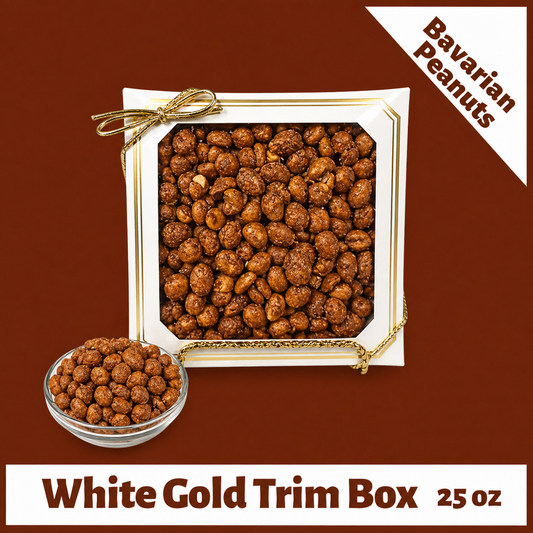 Bavarian Roasted Peanuts -  25 oz White with Gold Trim Box