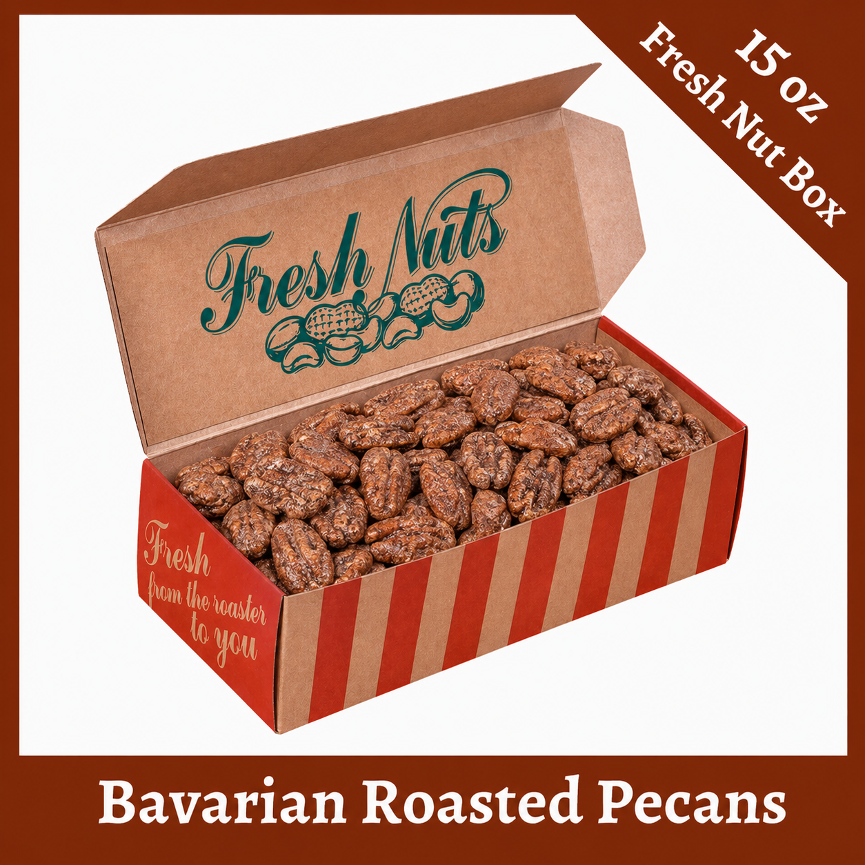 Bavarian Roasted Pecans- 15oz Fresh Nut Box