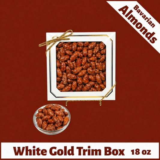 Bavarian Roasted Almonds - 18 oz White with Gold Trim Box