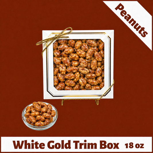 Bavarian Roasted Peanuts- 18 oz White with Gold Trim Box