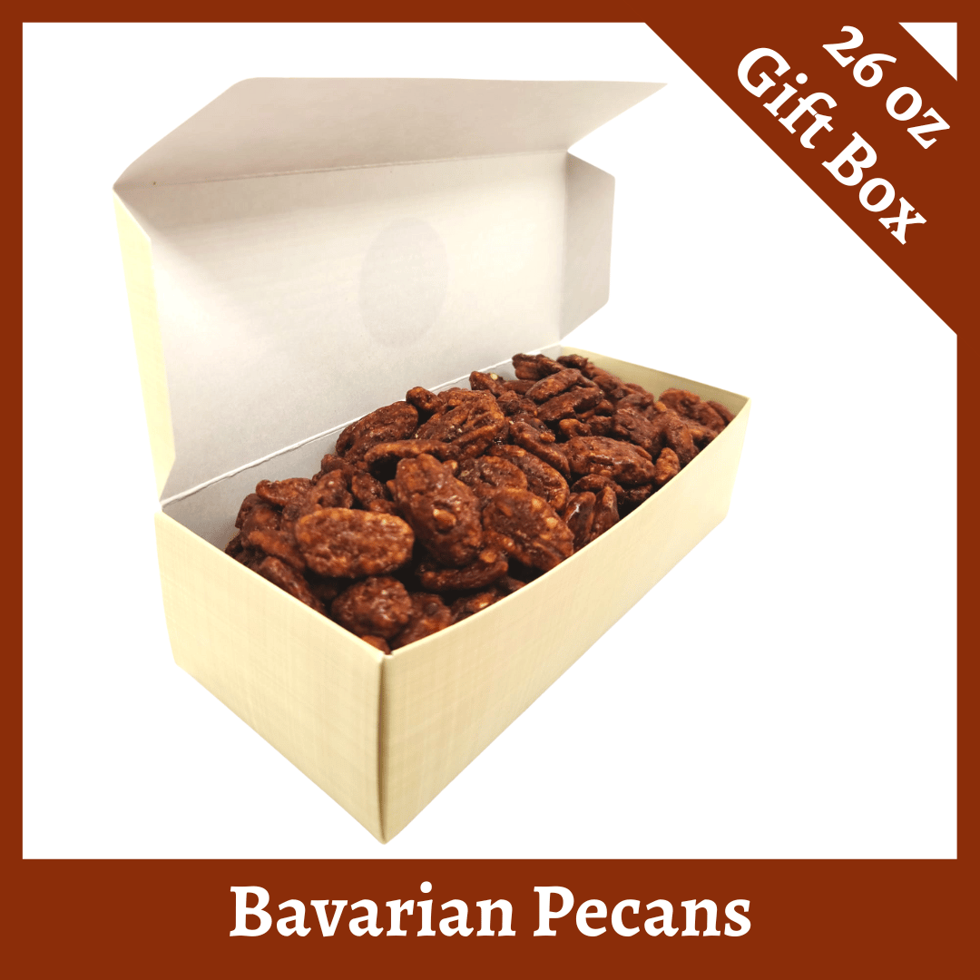 Bavarian Roasted Pecans- 26 oz Yellow Linen Box